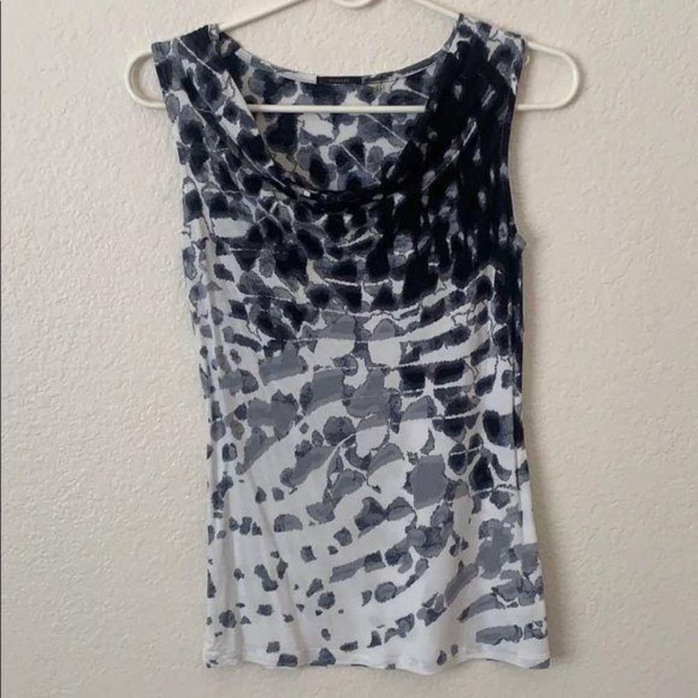 Tahari Ink Blot Sleeveless Blouse/ B&W/ XS